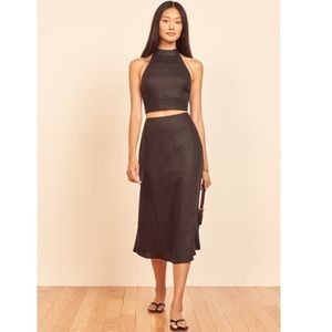 NWT | Reformation Hugo Two Piece in Black Linen